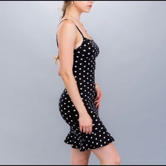 Capella mini dress polka Doty black and white size L new without tags - Picture 1 of 4